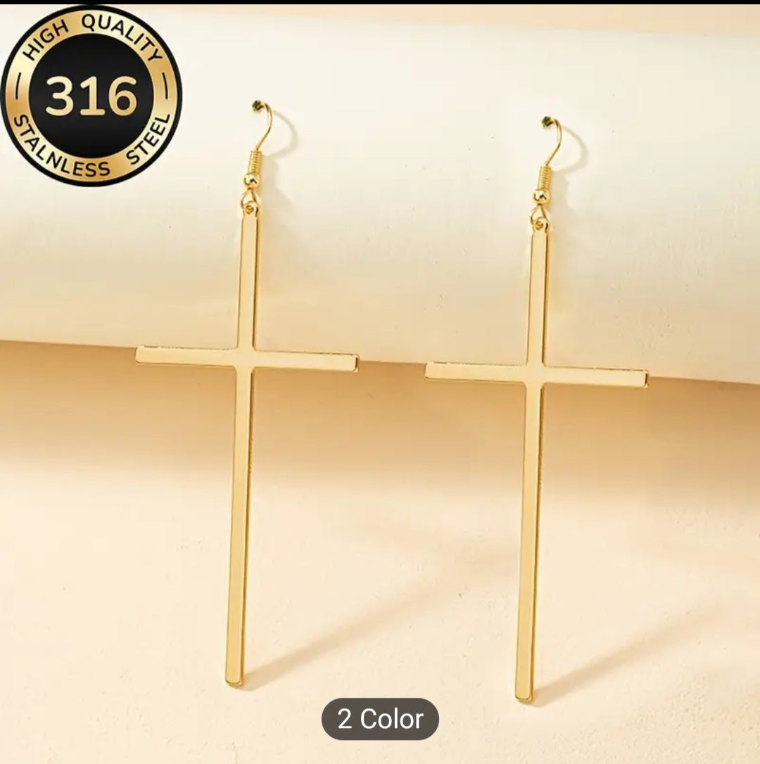 Dangling cross earrings