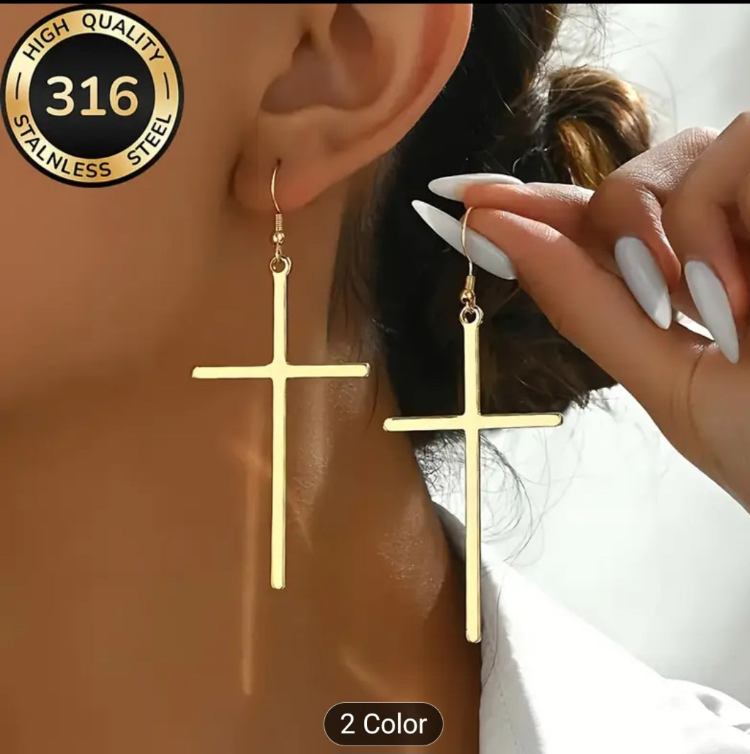 Dangling cross earrings