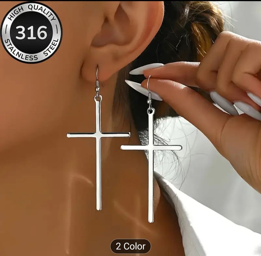 Dangling cross earrings