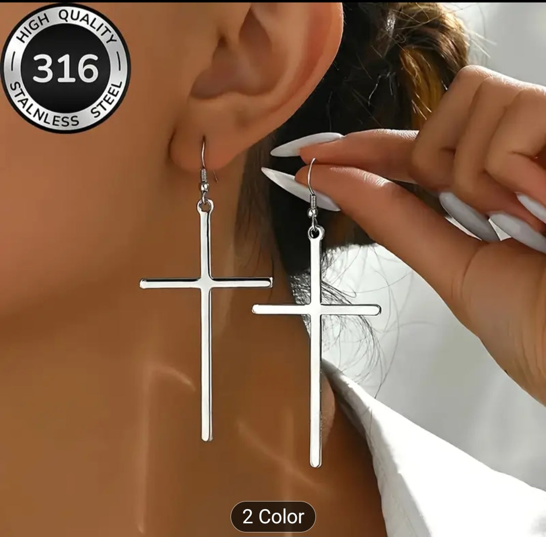 Dangling cross earrings